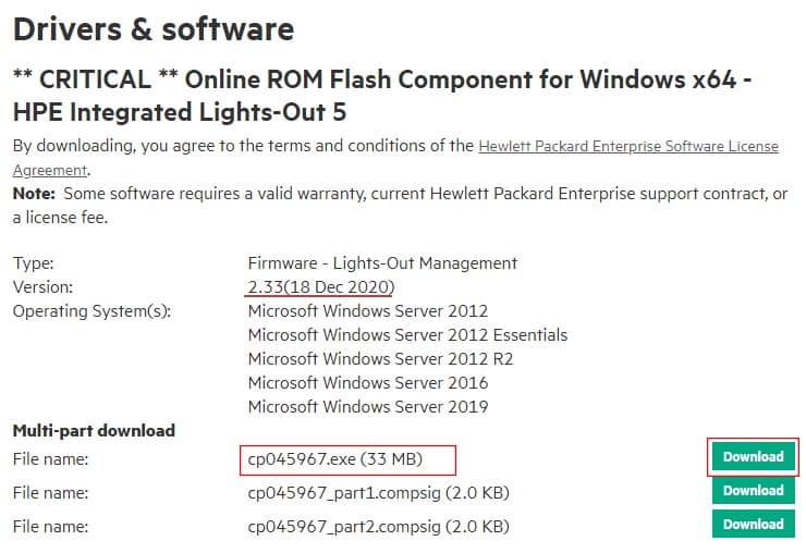 آپدیت فریمور HP iLO دانلود CP045967