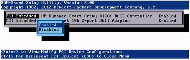 فعال سازی کنترلر B120i در HP ProLiant Gen8 2