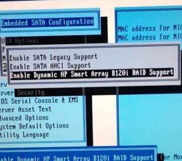 فعال سازی کنترلر B120i در HP ProLiant Gen8 5